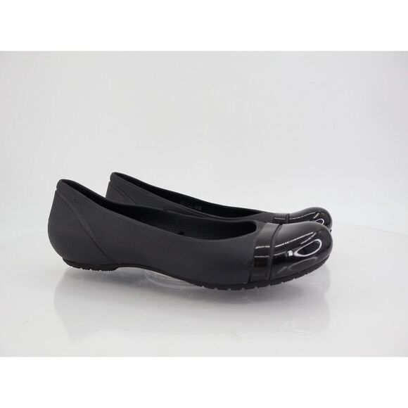 CROCS Women's Alice Flat Size 7 Ballet Shoe Black Rubber Casual Comfy Cap Toe - Picture 1 of 8